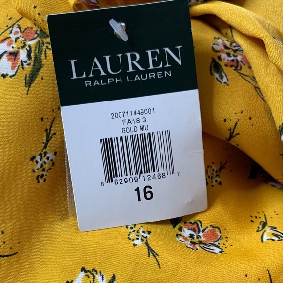 NEW Ralph Lauren LRL Women 16 Floral Shirt Dress Gold Career Office - Picture 13 of 15